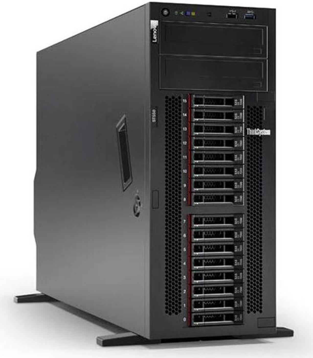 Lenovo ThinkSystem ST258 Tower Server, Intel Xeon 3.3GHz CPU, 64GB DDR4 2666MHz RAM, 16TB HDD Storage, JBOD RAID, Windows Server 2019