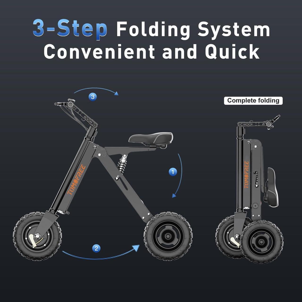 Alt view image 6 of 7 - 3 Wheel Electric Scooter for Adults with Seat, Powered Mobility Scooter for Seniors, 15 Mph & 18 Miles Long Range, Foldable Mini Trick Tricycle with LED Display, 330 lbs Weight Capacity