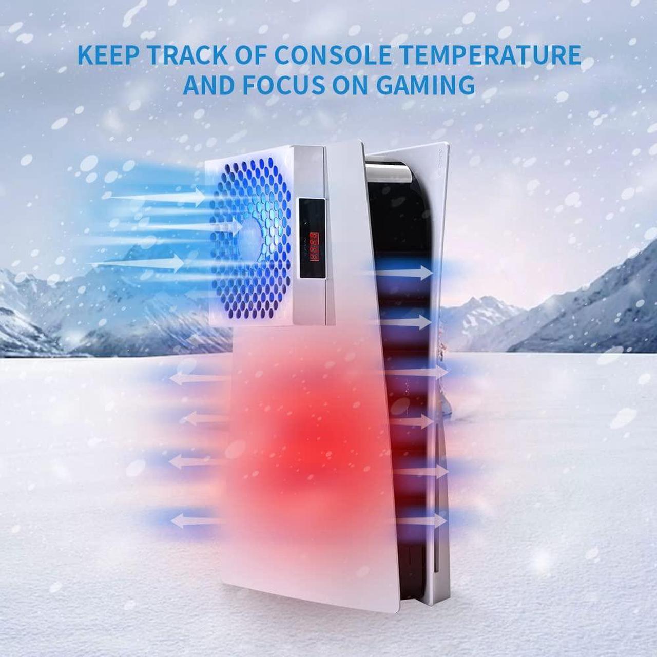 Alt view image 6 of 7 - G-STORY PS5 Cooling Fan,PS5 Fan Cooler System, Fan Speed Automactically Adjusted by Temperature(/), Low Noise, 3 Speed 1500/1750/2000RPM (140MM) with RGB LED (White)
