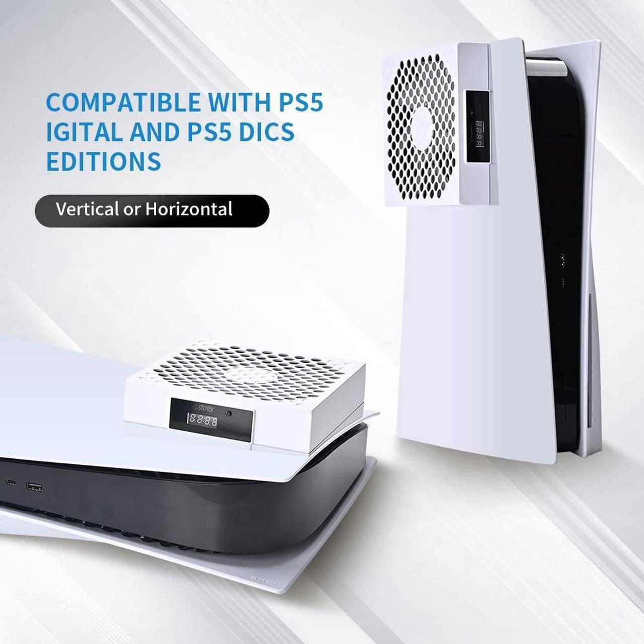 Alt view image 7 of 7 - G-STORY PS5 Cooling Fan,PS5 Fan Cooler System, Fan Speed Automactically Adjusted by Temperature(/), Low Noise, 3 Speed 1500/1750/2000RPM (140MM) with RGB LED (White)