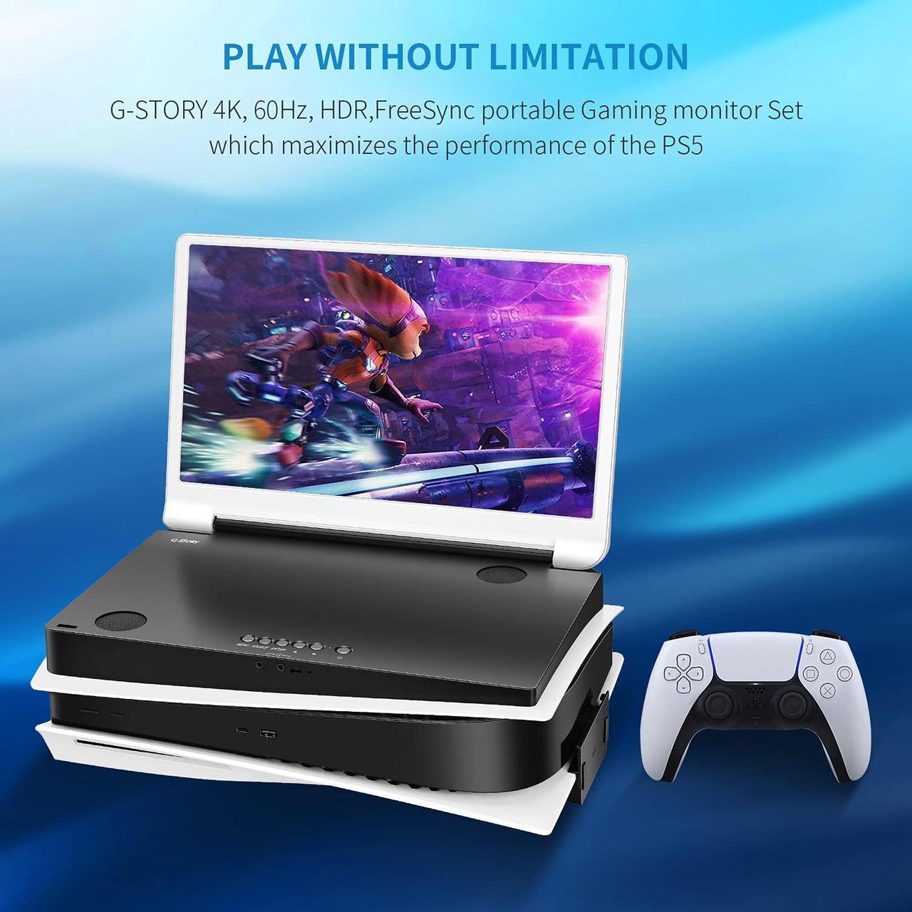 Alt view image 3 of 7 - G-STORY 15.6" Inch IPS 4k 60Hz Portable Monitor Gaming Display Integrated with PS5(not Included) 3840×2160 with 2 HDMI Ports,FreeSync,Built-in 2 of Multimedia Stereo Speaker