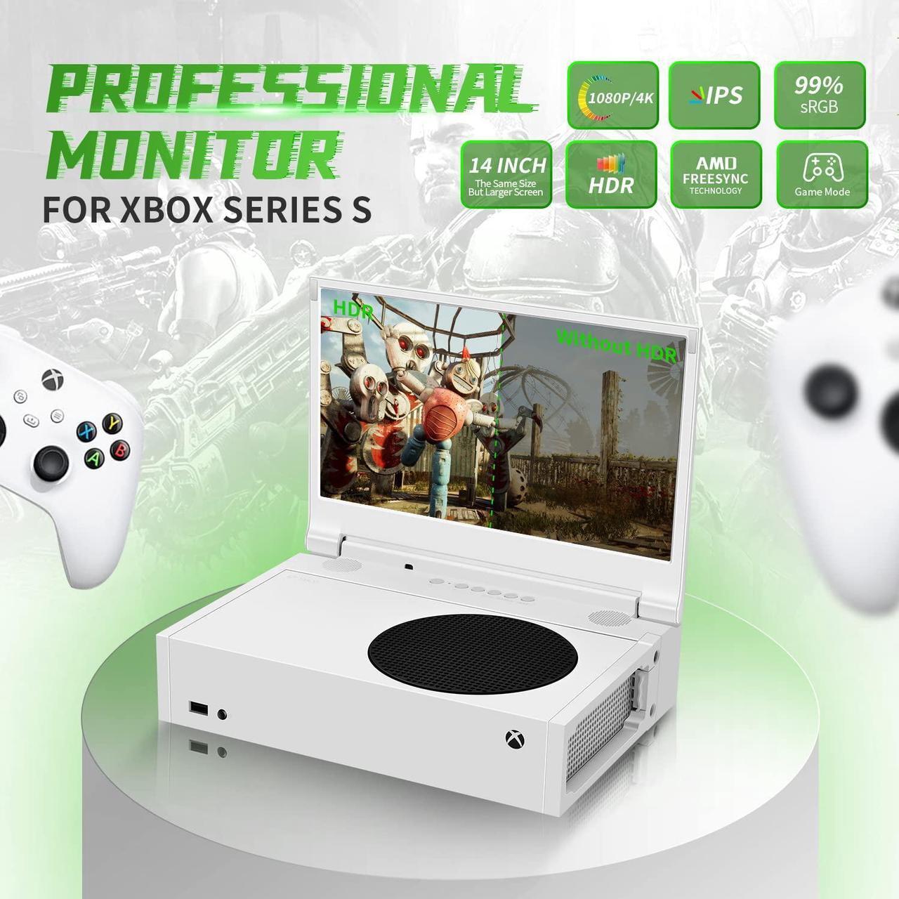 Alt view image 3 of 7 - G-STORY 14 Portable Monitor for Xbox Series S, 1080P Portable Gaming Monitor IPS Screen for Xbox Series S(not Included) with Two HDMI, HDR, Freesync, Game Mode, Travel Monitor for Xbox Series S