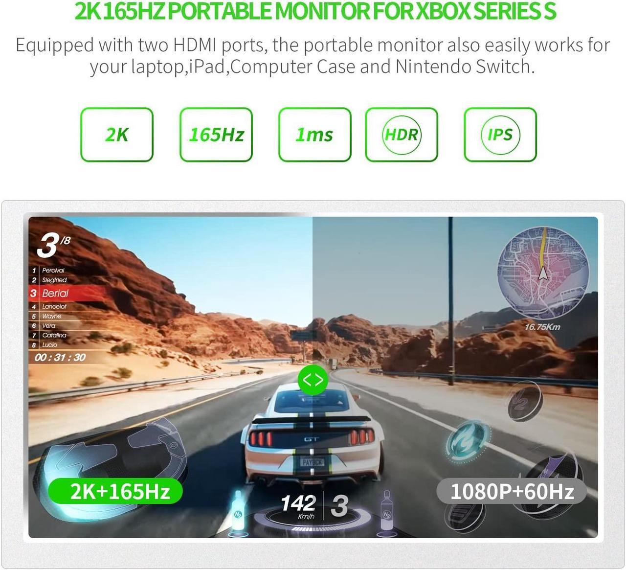 Alt view image 5 of 7 - G-STORY 15.6" HDR IPS 2K&165Hz Eye-Care Portable Gaming Monitor for Xbox Series S(not Included) with FreeSync, HDMI Cable, Built-in Multimedia Stereo Speaker,UL Certificated AC Adapter