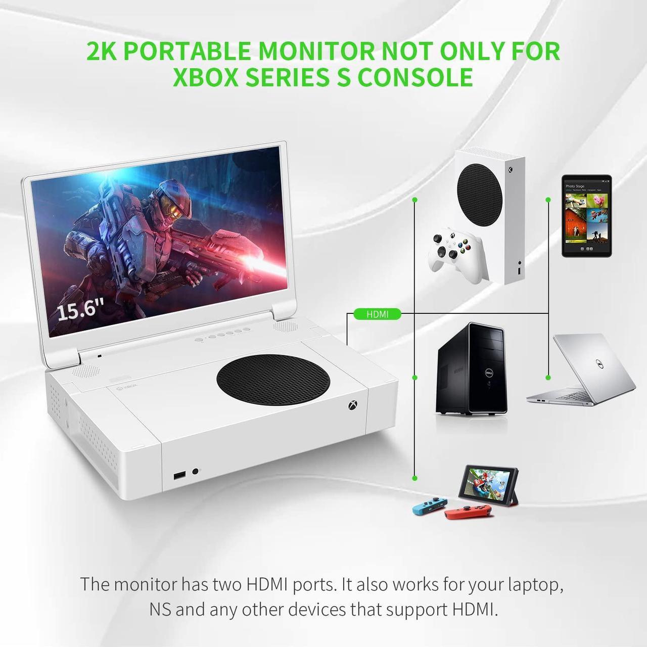Alt view image 6 of 7 - G-STORY 15.6" HDR IPS 2K&165Hz Eye-Care Portable Gaming Monitor for Xbox Series S(not Included) with FreeSync, HDMI Cable, Built-in Multimedia Stereo Speaker,UL Certificated AC Adapter