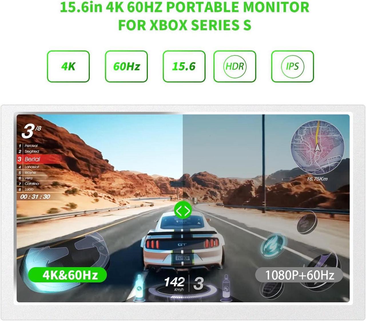 Alt view image 5 of 7 - G-STORY 15.6" Portable Monitor for Xbox Series S 4K Portable Gaming Monitor IPS Screen for Xbox Series S(not Included) with Two HDMI, HDR, Freesync Game Mode Travel Monitor (15.6&4K for Xbox Series S)