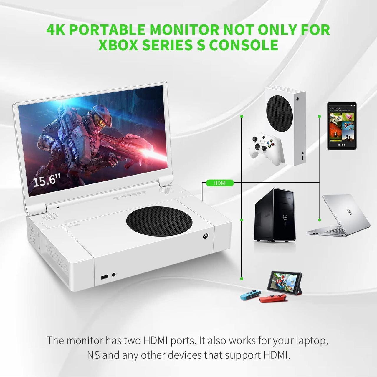 Alt view image 6 of 7 - G-STORY 15.6" Portable Monitor for Xbox Series S 4K Portable Gaming Monitor IPS Screen for Xbox Series S(not Included) with Two HDMI, HDR, Freesync Game Mode Travel Monitor (15.6&4K for Xbox Series S)