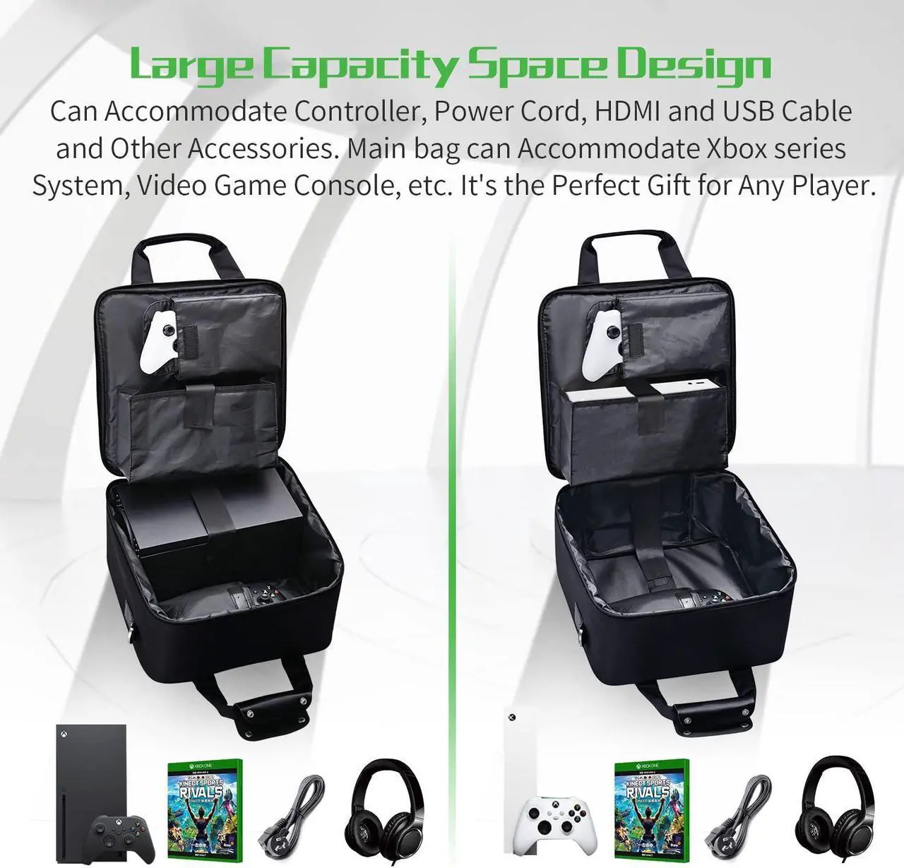 Alt view image 3 of 6 - G-STORY Carrying Case for Xbox Series X S, Xbox Series X Carrying Case Travel, Travel Bag for Xbox Console, Controllers and Gaming Accessories, Included Silicone Cover Skin Protector
