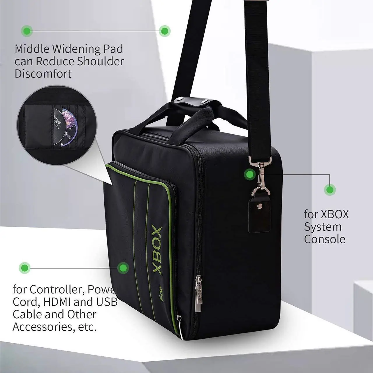 Alt view image 7 of 6 - G-STORY Carrying Case for Xbox Series X S, Xbox Series X Carrying Case Travel, Travel Bag for Xbox Console, Controllers and Gaming Accessories, Included Silicone Cover Skin Protector