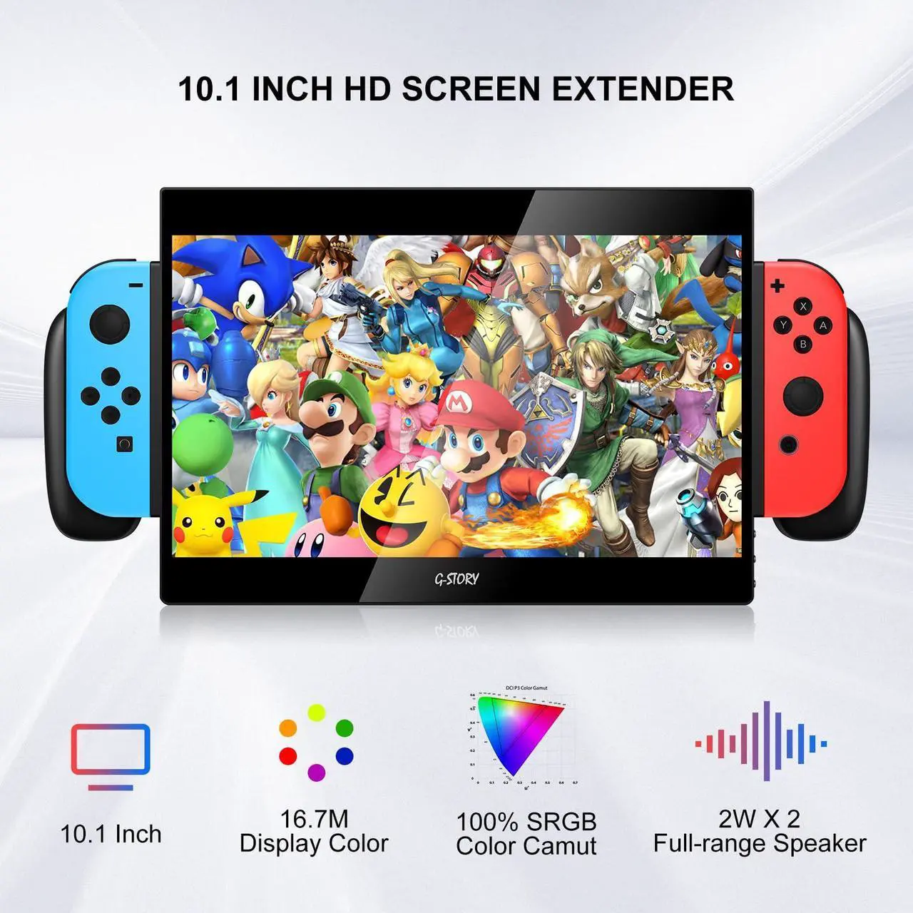 Alt view image 2 of 6 - G-STORY 10.1 Portable Monitor for Switch, 1080P Portable Gaming Monitor IPS Screen with USB Type-C and Randomly Bag, Game Mode, Travel Monitor fo Switch(not Included)
