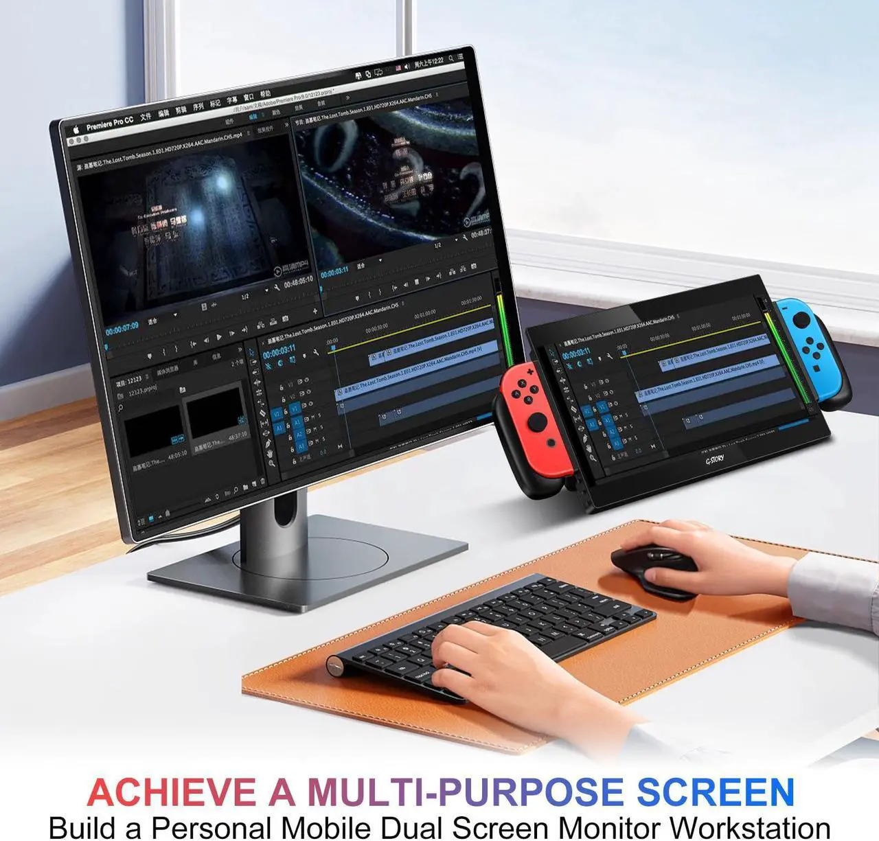 Alt view image 3 of 6 - G-STORY 10.1 Portable Monitor for Switch, 1080P Portable Gaming Monitor IPS Screen with USB Type-C and Randomly Bag, Game Mode, Travel Monitor fo Switch(not Included)