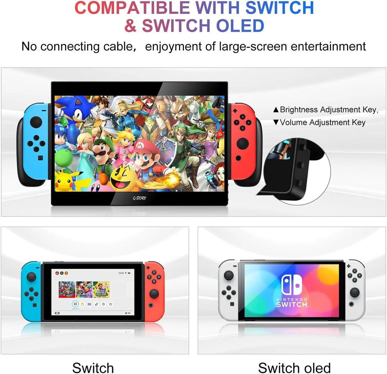 Alt view image 5 of 6 - G-STORY 10.1 Portable Monitor for Switch, 1080P Portable Gaming Monitor IPS Screen with USB Type-C and Randomly Bag, Game Mode, Travel Monitor fo Switch(not Included)