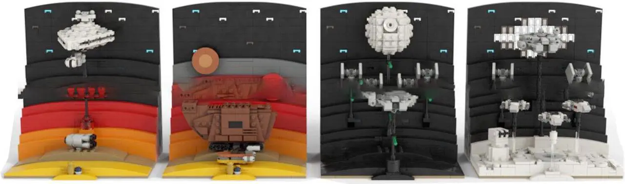 Alt view image 2 of 2 - ZITIANYOUBUILD 4-in-1 Micro Episode IV Diorama Movie Scene for Display 2087 Pieces MOC