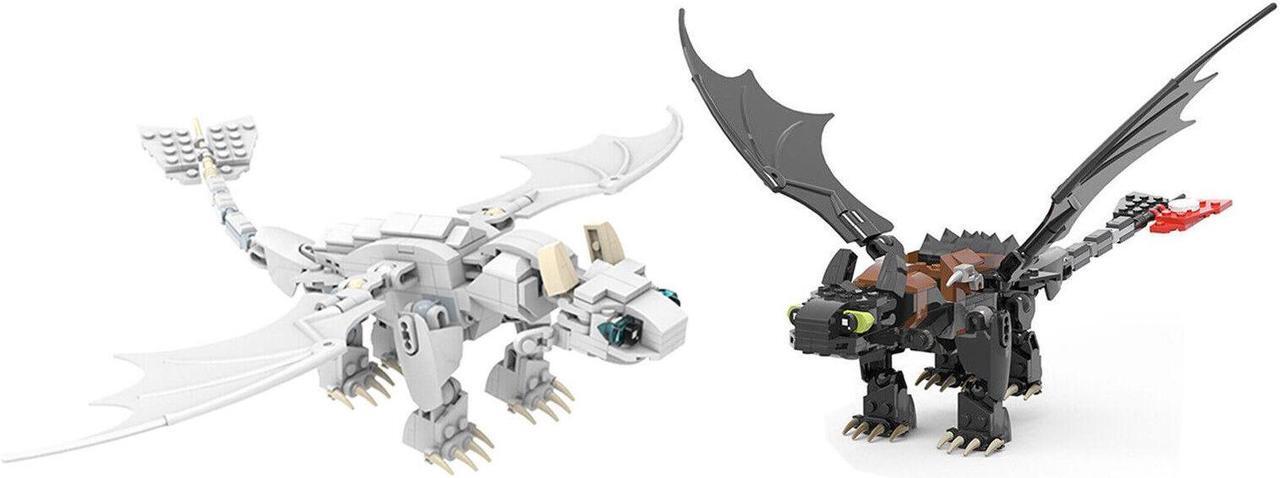 Main image of ZITIANYOUBUILD Toothless Night Fury & His Girlfriend Light Fury Dragon 465 Pieces MOC