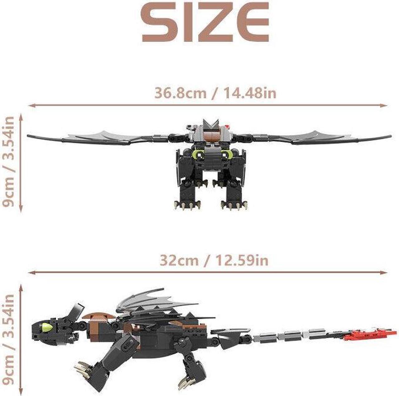 Alt view image 6 of 7 - ZITIANYOUBUILD Toothless Night Fury & His Girlfriend Light Fury Dragon 465 Pieces MOC