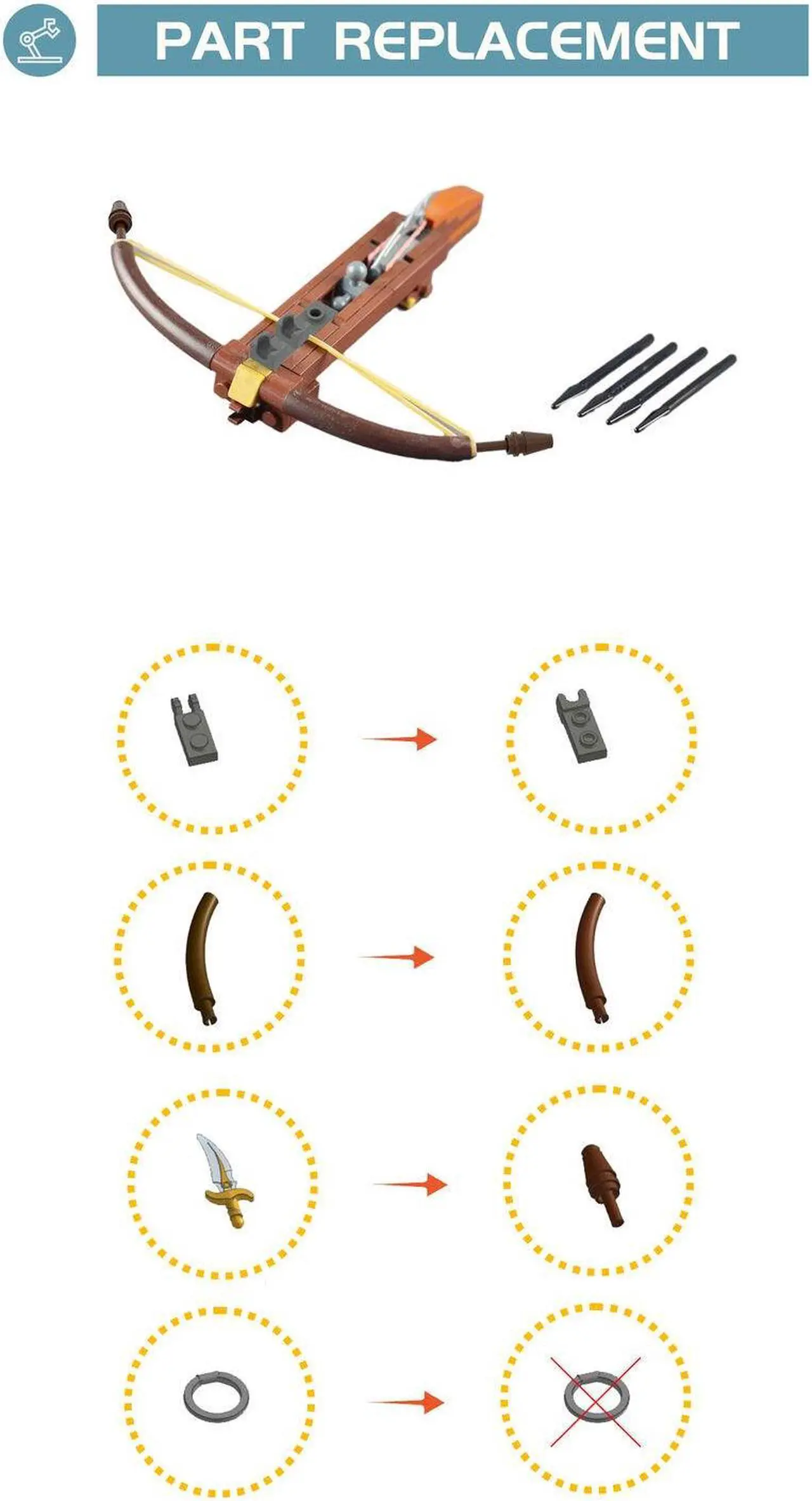 Alt view image 3 of 3 - ZITIANYOUBUILD MOC-72727 Usable Crossbow Model with 4 Arrows 57 Pieces for Adults 100% Compatible with LEGO Brand New and High Quality