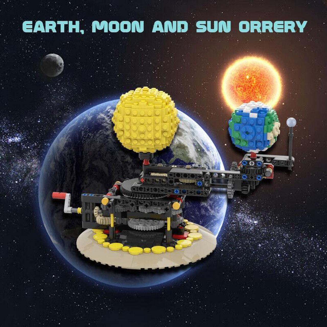 Alt view image 5 of 7 - ZITIANYOUBUILD Earth, Moon and Sun Orrery Model Kinetic Sculpture 468 Pieces MOC