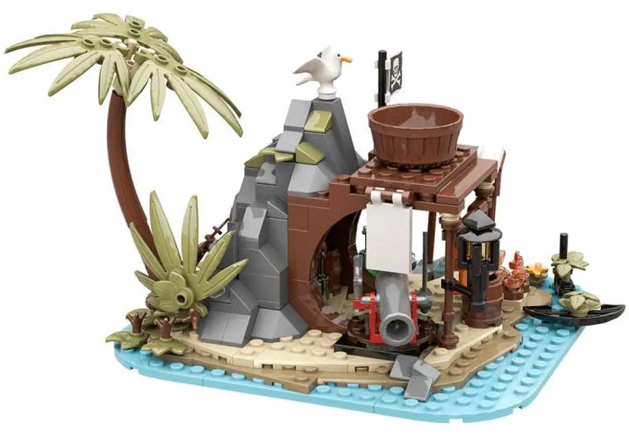 Alt view image 3 of 3 - ZITIANYOUBUILD Custom MOC-195694 Tropical Pirate Survival Island Building Blocks Set (273PCS)