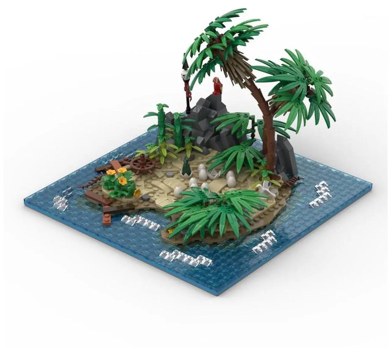 Alt view image 2 of 3 - ZITIANYOUBUILD Custom MOC-119656 Port Sauvage Islands: Orbert's Kingdom Pirate Island 870 Parts