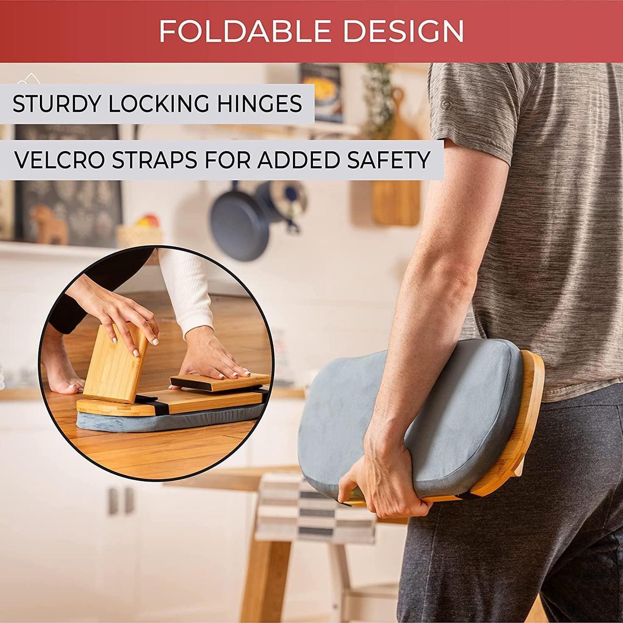 Alt view image 2 of 7 - Yoga Meditation Bench Meditation Kneeling Stool with Foldable Legs Ergonomic Bamboo Seiza Yoga Benches Wooden Meditation Chair for Praying Folding Prayer Kneeler Seat