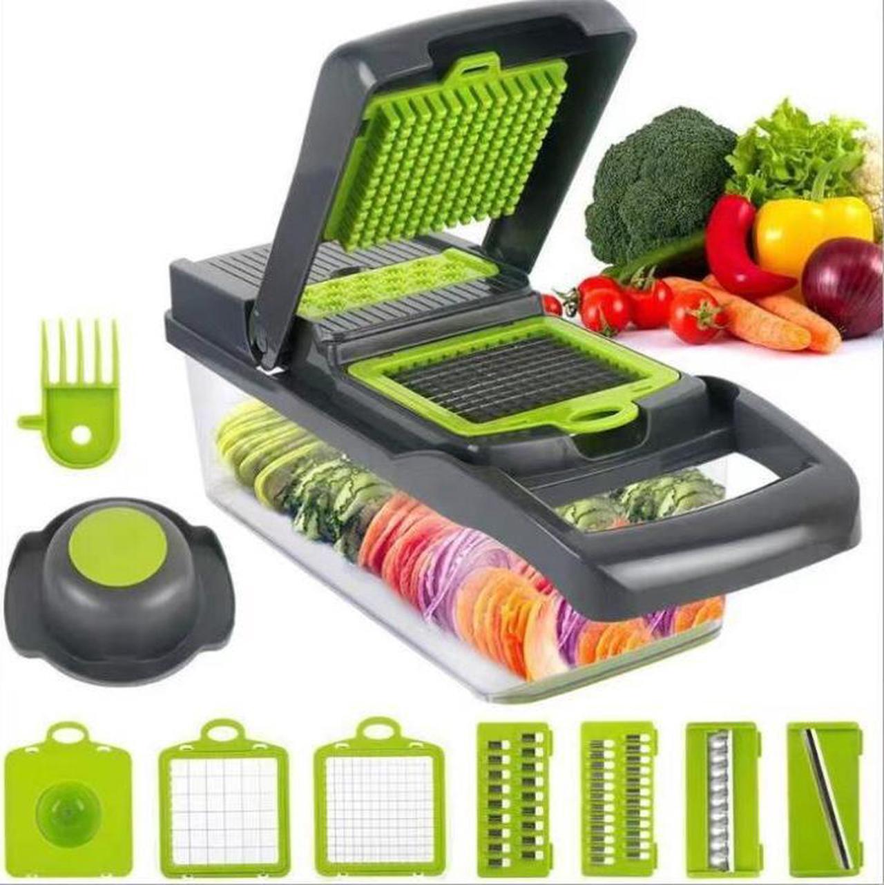Main image of Vegetable Chopper Multi 15-in-1 Chopper Slicer Onion Chopper Dicer Slicer Dicer Household Kitchen Manual Grater Cutter for Tomato Fruit Onion, Garlic, Carrot, Potato,Salad