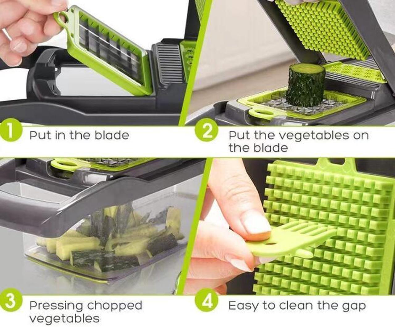Alt view image 4 of 7 - Vegetable Chopper Multi 15-in-1 Chopper Slicer Onion Chopper Dicer Slicer Dicer Household Kitchen Manual Grater Cutter for Tomato Fruit Onion, Garlic, Carrot, Potato,Salad