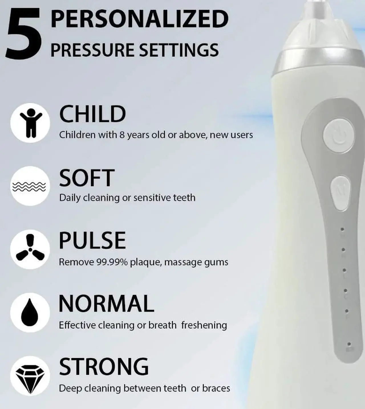Alt view image 5 of 7 - Water Dental Flosser Pick for Teeth, 300ML Portable Oral Irrigator, Rechargeable Travel Irrigation Cleaner, Professional Electric Flossing Machine Power Flossers & Irrigator Accessories