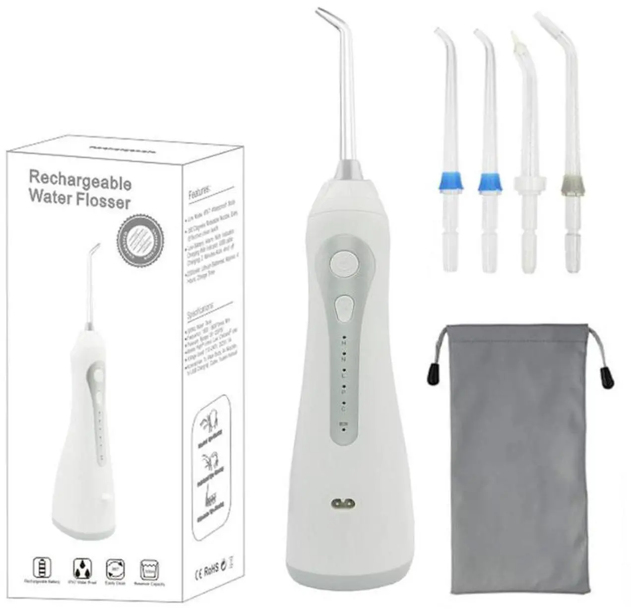 Alt view image 4 of 7 - Water Dental Flosser Pick for Teeth, 300ML Portable Oral Irrigator, Rechargeable Travel Irrigation Cleaner, Professional Electric Flossing Machine Power Flossers & Irrigator Accessories