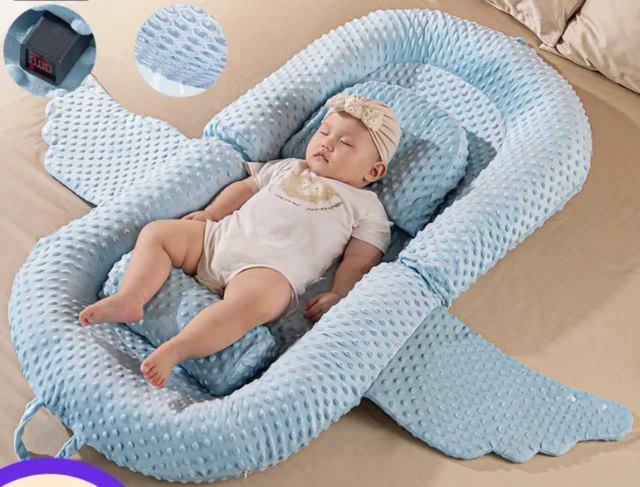 Main image of Baby Lounger, Baby Antireflux Lounger Pillow Portable Baby Nest,Breathable Foldable Storage and Machine-Washable for Newborn 0-12 Months Infant Babies for Home and Travel