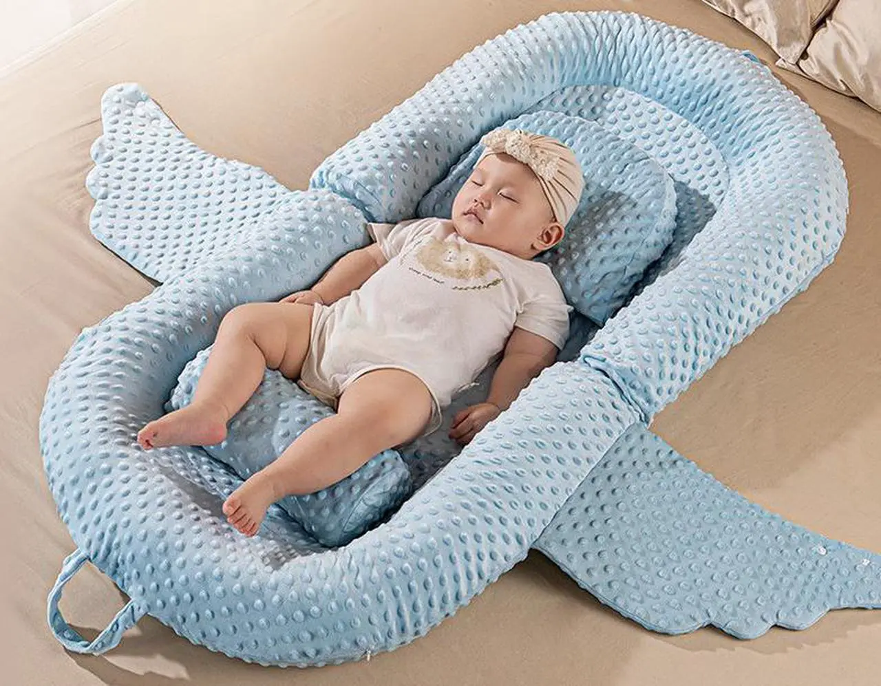 Alt view image 2 of 7 - Baby Lounger, Baby Antireflux Lounger Pillow Portable Baby Nest,Breathable Foldable Storage and Machine-Washable for Newborn 0-12 Months Infant Babies for Home and Travel