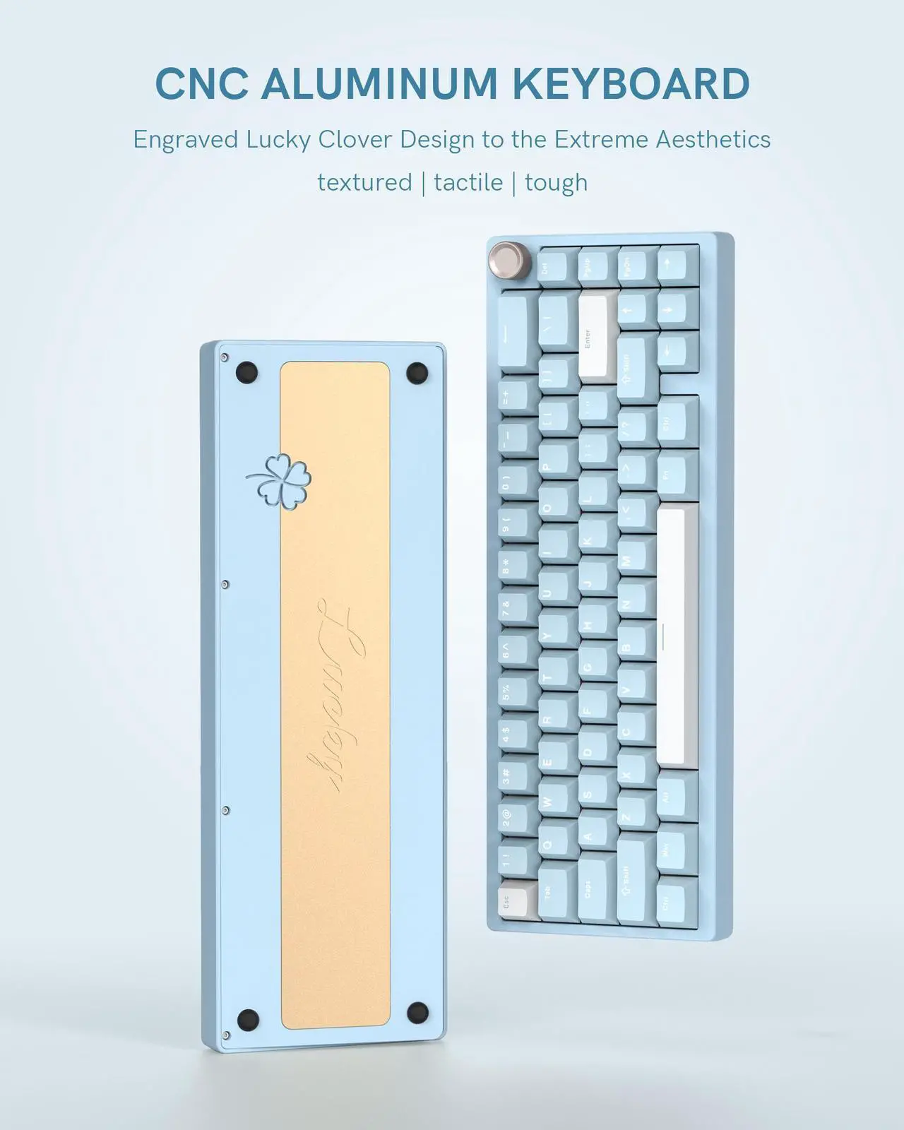 Alt view image 3 of 7 - Costom SK65 65% Gasket Mounted Wireless Aluminum Keyboard with Knob - Gaming Keyboard Blue