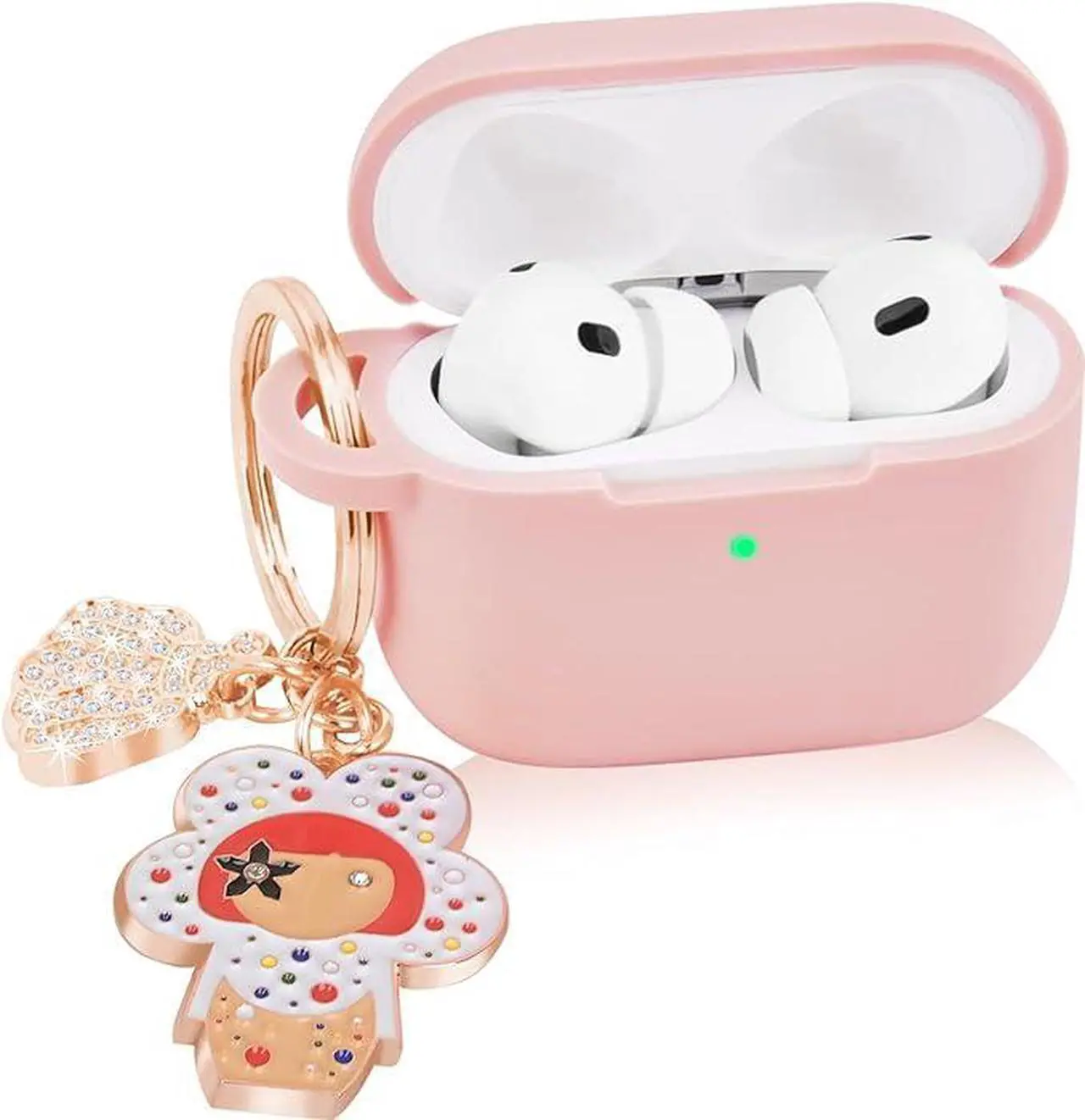 Main image of Case for Airpods Pro 2nd Generation Women, Pink Airpod Pro 2 Case with Bling Pumpkin Keychain, Silicone iPod Pro 2 Earbuds Wireless Charging Cases for Apple Airpod Pro 2 Cover Girl White Doll