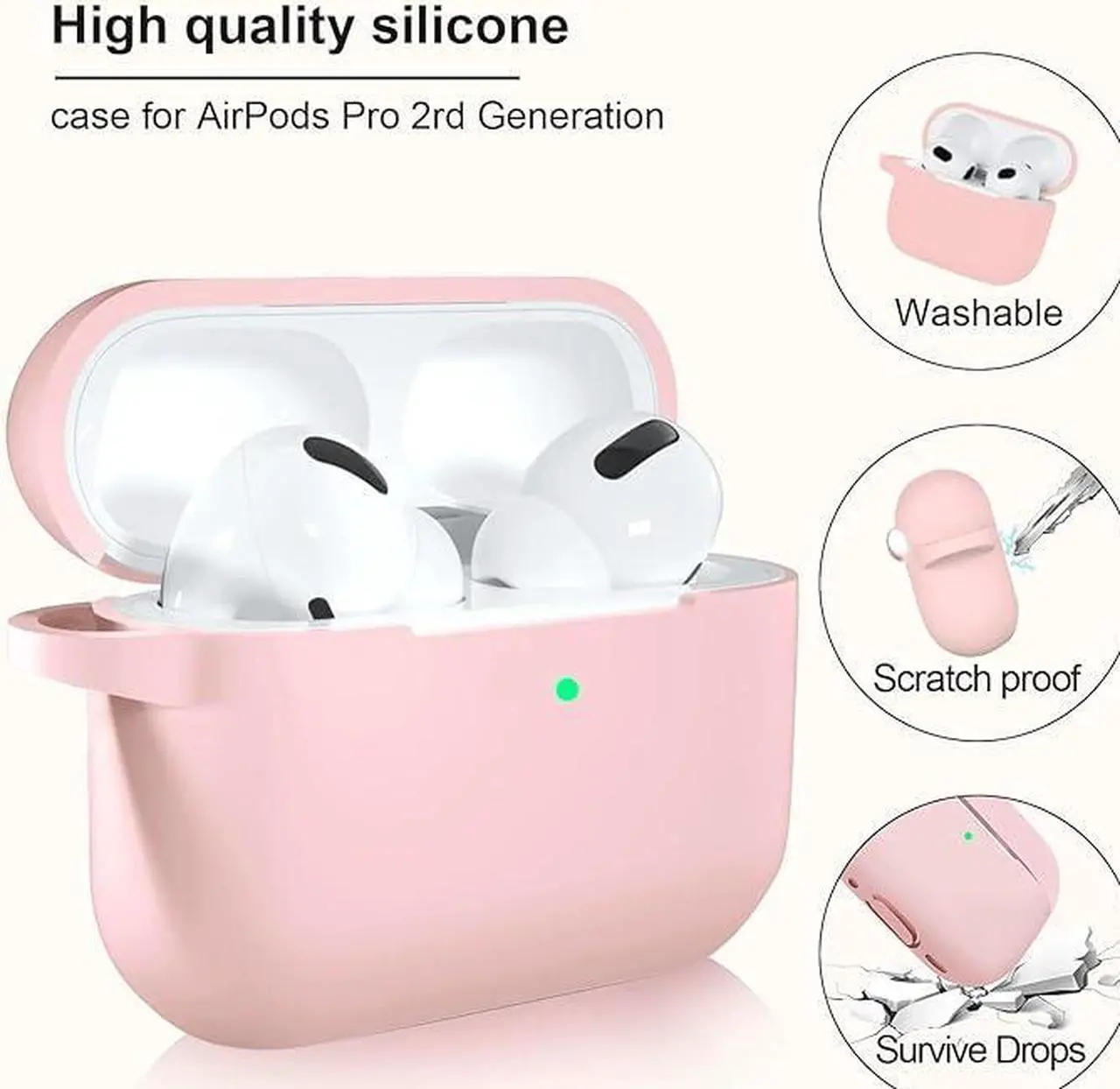 Alt view image 2 of 5 - Case for Airpods Pro 2nd Generation Women, Pink Airpod Pro 2 Case with Bling Pumpkin Keychain, Silicone iPod Pro 2 Earbuds Wireless Charging Cases for Apple Airpod Pro 2 Cover Girl White Doll
