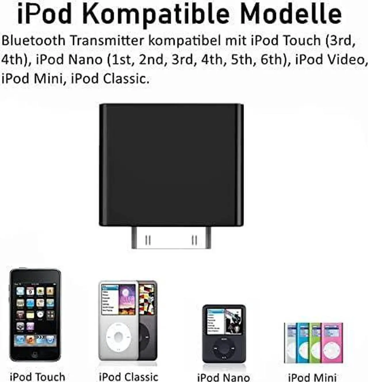 Alt view image 2 of 5 - Bluetooth Transmitter for iPod Classic, Plug-and-Play Bluetooth Adapter Connector for iPod Classic 160gb, Bluetooth Adapter Compatible with iPod Classic and iPod Nano (Black)