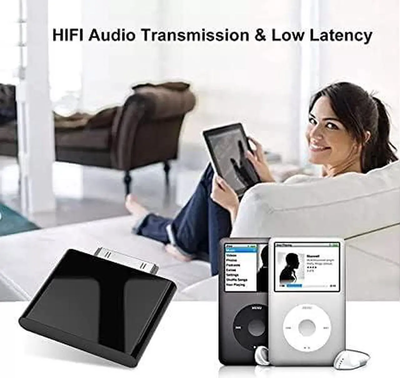 Alt view image 3 of 5 - Bluetooth Transmitter for iPod Classic, Plug-and-Play Bluetooth Adapter Connector for iPod Classic 160gb, Bluetooth Adapter Compatible with iPod Classic and iPod Nano (Black)