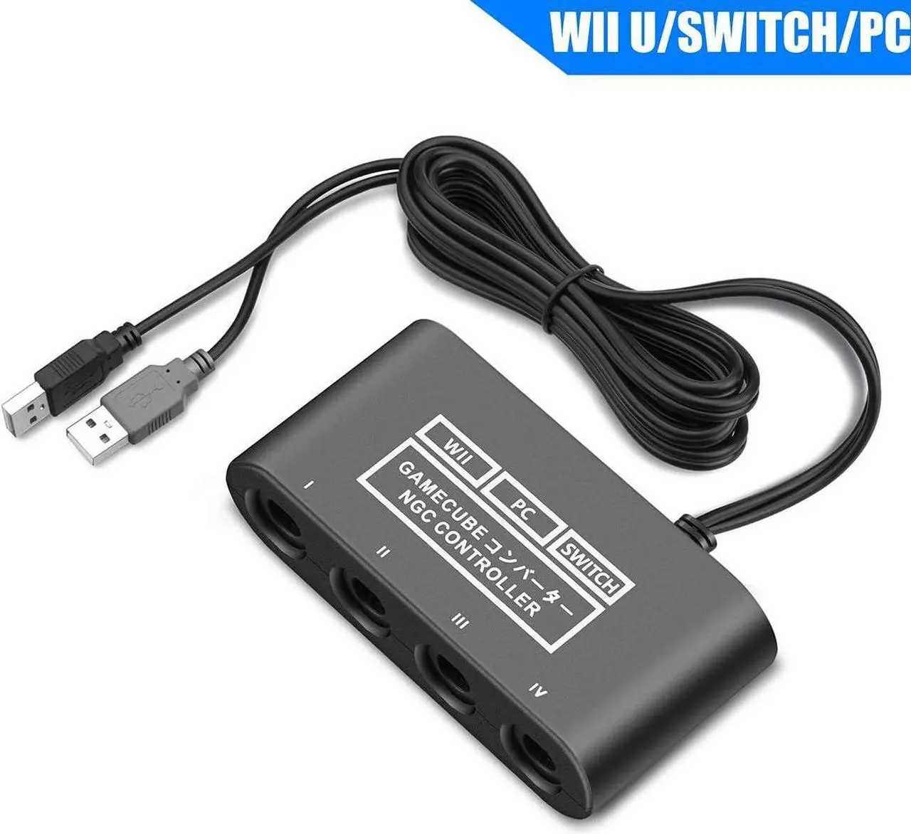 Alt view image 2 of 5 - Adapter for Switch Gamecube Controller Adapter and WII U and PC, Super Smash Bros Gamecube Controller Adapter. Support Turbo and Vibration Features with 180cm Long Cable