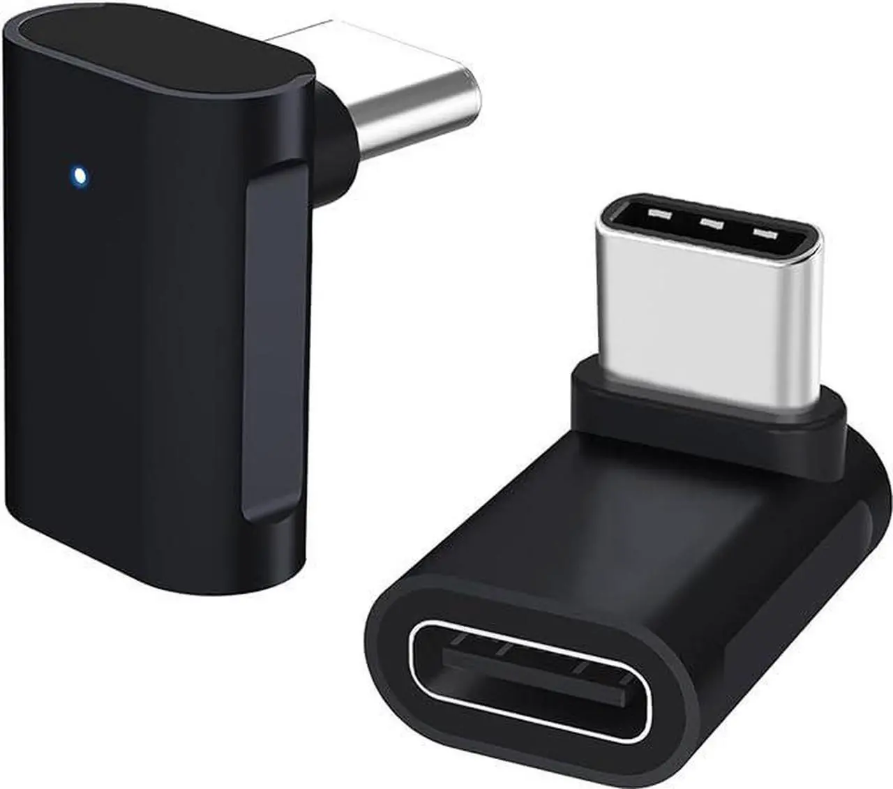 Main image of Right Angle USB C Adapter (2-Pack), Up and Down 90 Degree Type C Male to Female 10Gbps PD 60W Fast Charge Connector for Steam Deck,Switch,Quest,MacBook,Laptop,Tablet,Phone (Black)