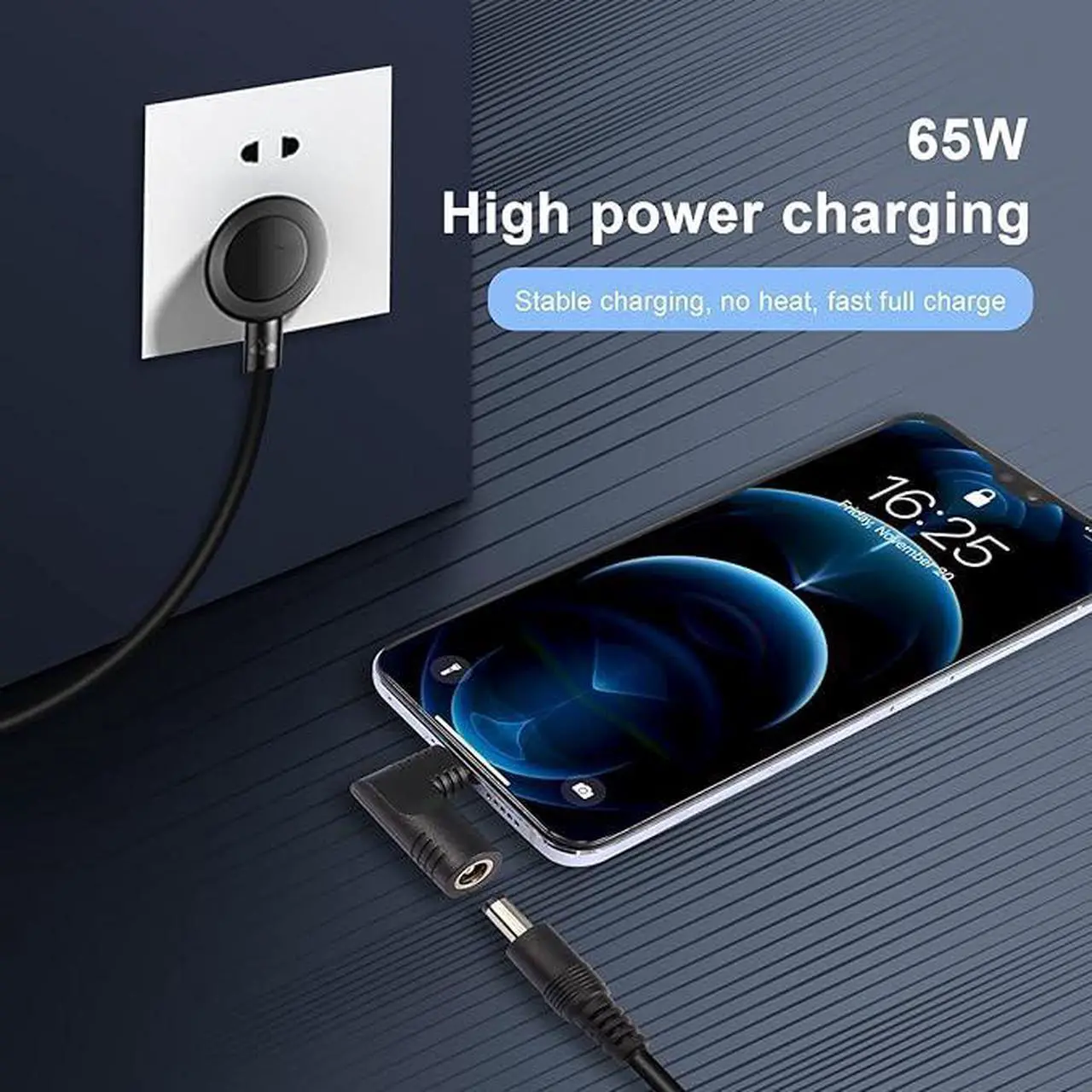Alt view image 5 of 6 - DC 3.5mm x 1.35mm to USB C Adapter,90 Degree DC to PD 65W USB Type C Male Power Plug Charge Adapter Compatible for Laptop Phone