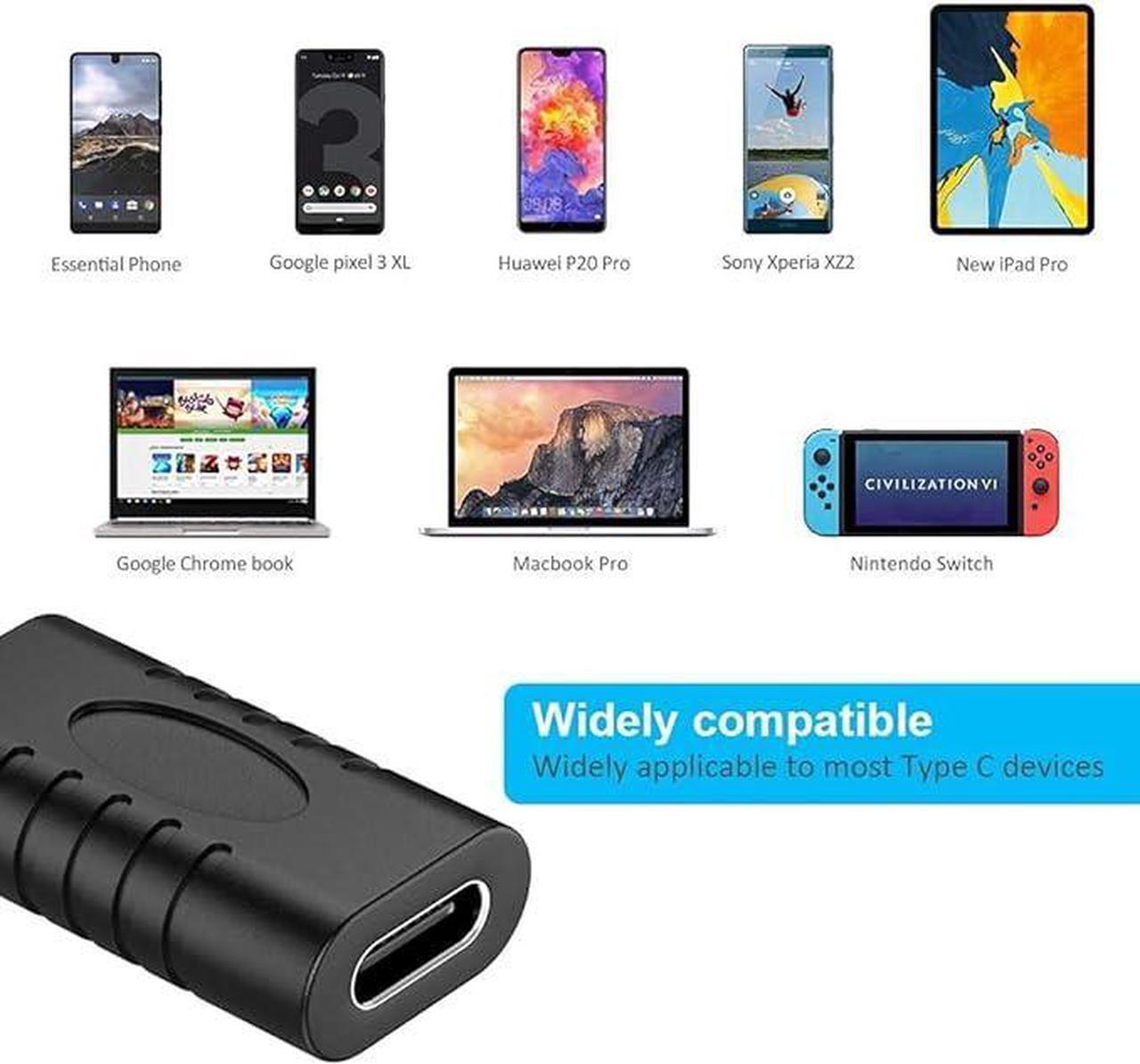 Alt view image 3 of 5 - USB C Coupler, Female to Female Adapter [2 Pack] USB-C Type C USB 3.1 Extender Extension Connector, Transfer Data 10Gbps and 100W Power for Laptop, Smartphone, Tablet