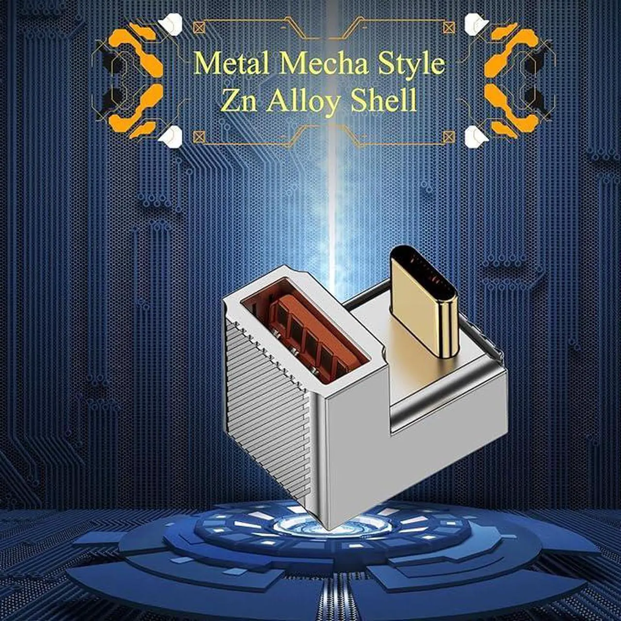 Alt view image 5 of 6 - 120W U Shape Angle USB C to USB 3.1 OTG Adapter 10Gbps Type C Male to USB3.1 Female 180 Degree Quick Charging Data Connector,Zn Alloy/LED Light, for Smartphone Tablet