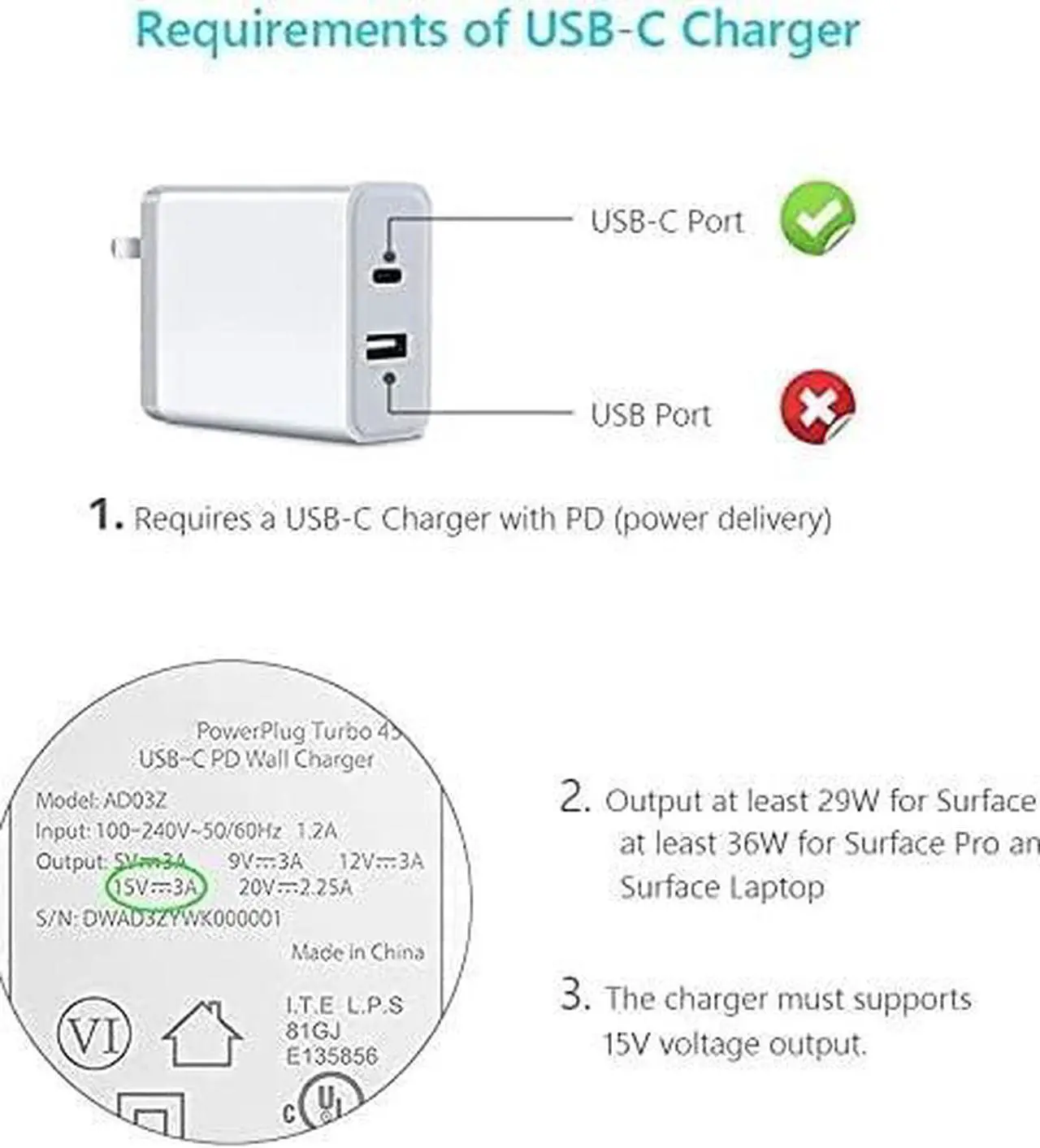 Alt view image 2 of 6 - 15V 3A Type-c Female to Surface Magnetic Charging Adapter, Compatible with Surface Pro 3/4/5/6/7/X, Laptop 1/2/3 & Surface Book/Go[2 PCS, Black Female]