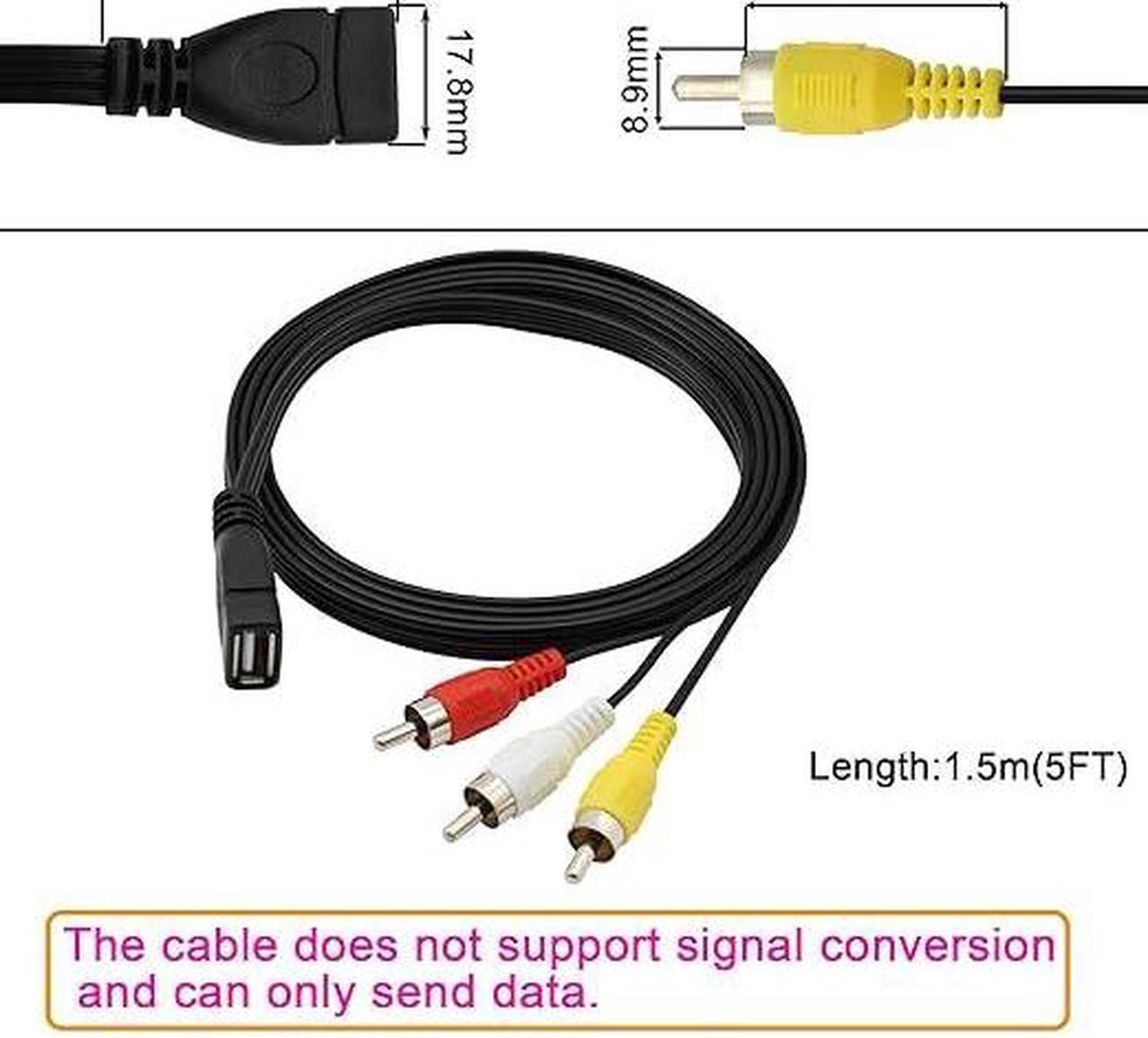 Alt view image 3 of 5 - USB to RCA Cable,USB A 2.0 Female to 3 RCA Male Jack Splitter Audio Video AV Composite Adapter Cable for TV/PC -5FT (USB 2.0 Female to RCA Male)