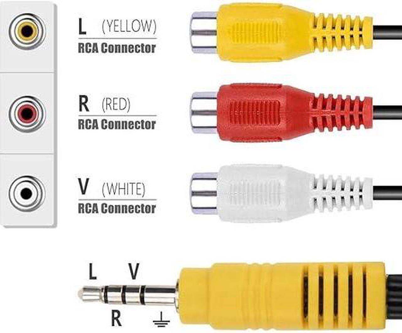 Alt view image 3 of 6 - 3.5mm Male to 3 RCA Female Video AV Component Adapter Cable for TCL TV, Ancable AV in Adapter 6-Inch 3.5mm Plug to Triple RCA Jack Audio/Video Splitter Adapter