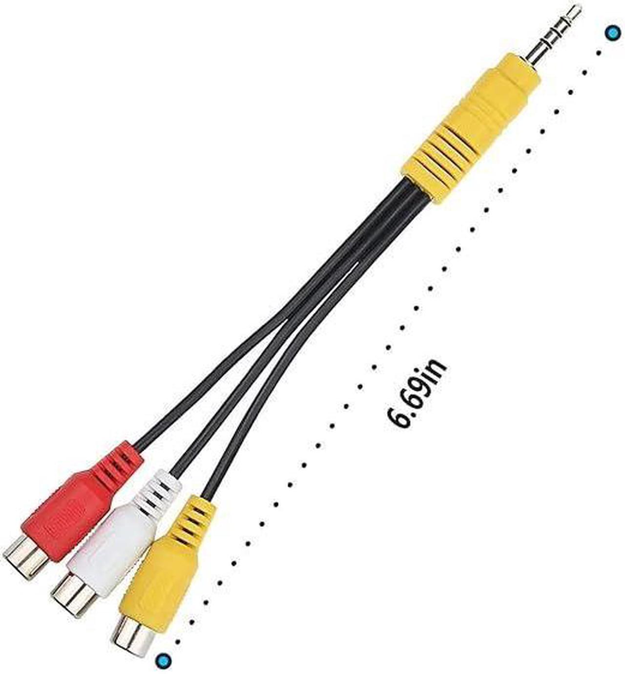 Alt view image 5 of 6 - 3.5mm Male to 3 RCA Female Video AV Component Adapter Cable for TCL TV, Ancable AV in Adapter 6-Inch 3.5mm Plug to Triple RCA Jack Audio/Video Splitter Adapter
