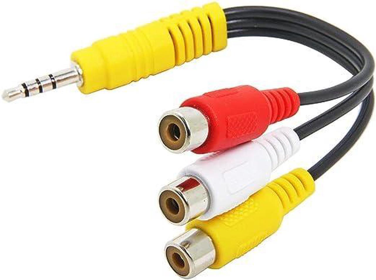Alt view image 6 of 6 - 3.5mm Male to 3 RCA Female Video AV Component Adapter Cable for TCL TV, Ancable AV in Adapter 6-Inch 3.5mm Plug to Triple RCA Jack Audio/Video Splitter Adapter
