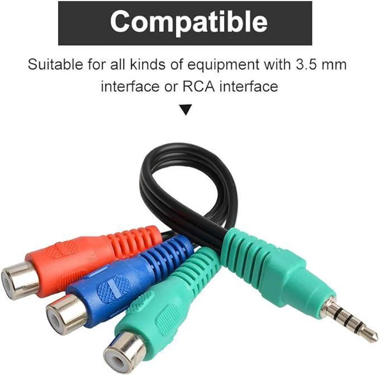 Alt view image 4 of 6 - RCA Component Video Cable, 3.5mm Stereo Male to 3 RCA Female RGB Adapter CBF Signal Cable for Samsung, LG LED TV by QUEENTI