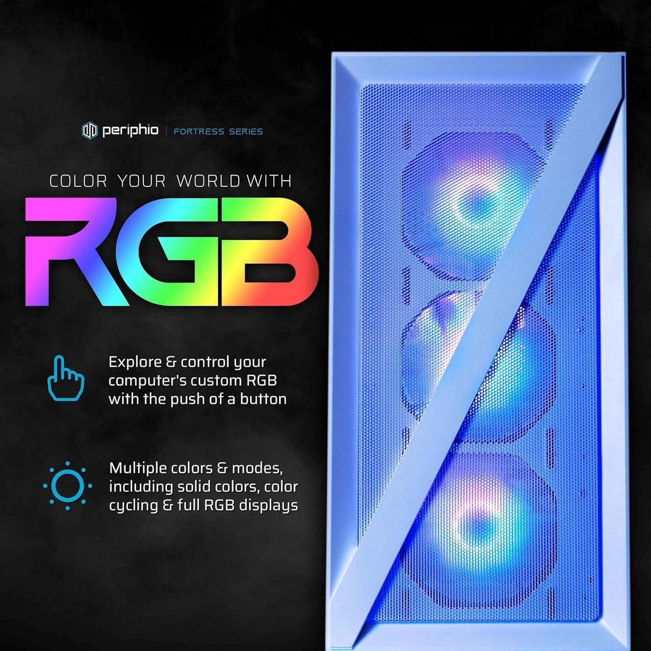 Alt view image 2 of 5 - Periphio Castle Prebuilt Gaming PC |AMD Ryzen 7 5700G (4.6GHz Turbo) | Radeon Vega 8 Graphics | 4TB Solid State SSD | 16GB DDR4 RAM | Windows 11 Gaming Desktop Computer Tower | WiFi + BT
