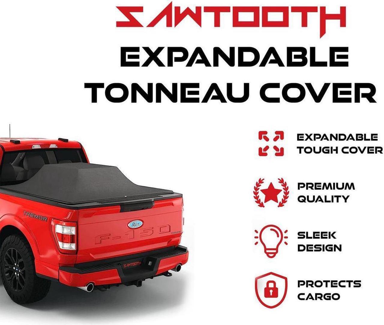 Alt view image 5 of 7 - Sawtooth Expandable Tonneau Cover | Truck Bed Cover | Compatible with Fits 2005-2015 Toyota Tacoma (6'-2" Bed)