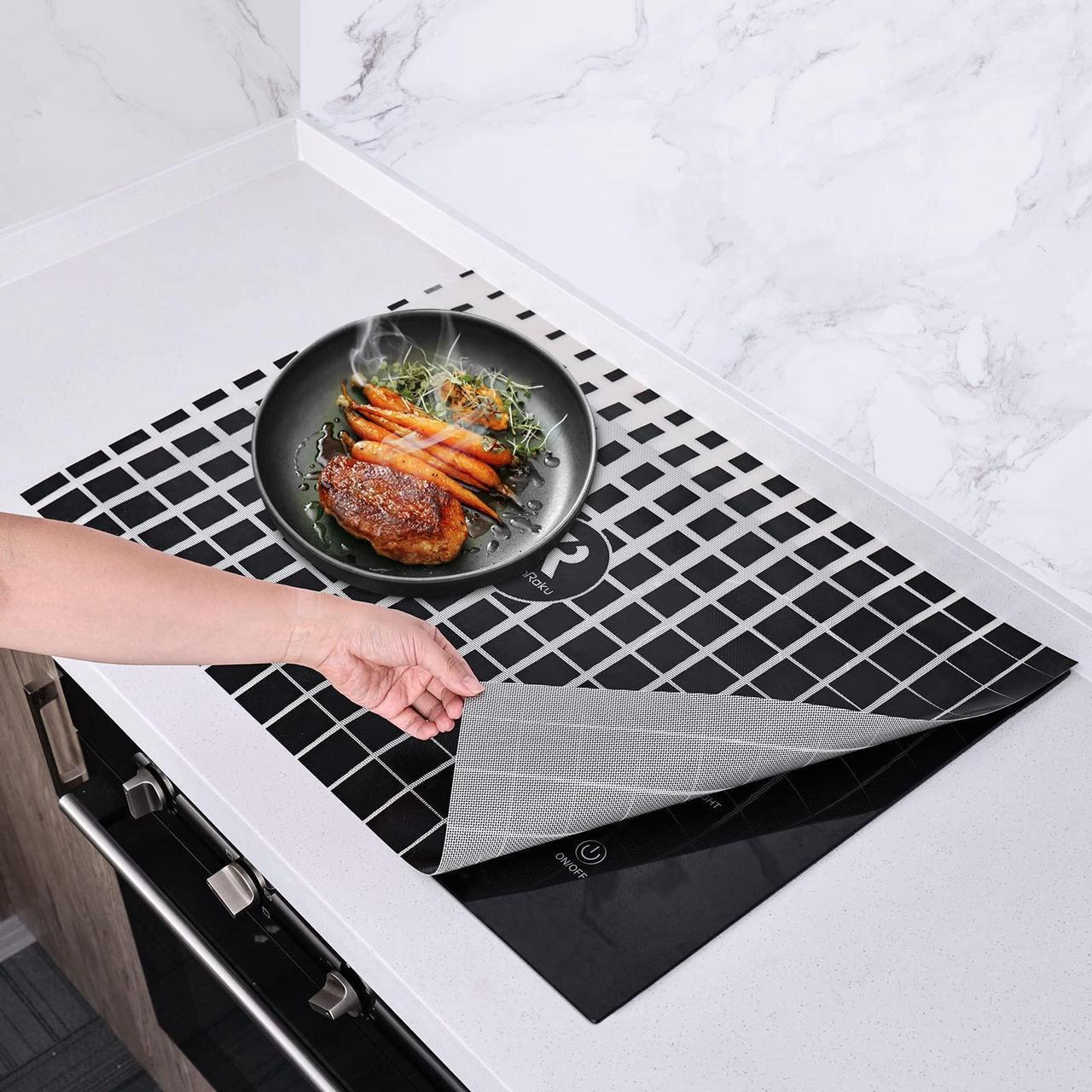 Main image of KITCHENRAKU KR Large Induction Cooktop Protector Mat 20.4x30.7 Inch, Magnetic Electric Stove Covers Antistrike & Antiscratch Glass Top Cover, Silicone for StoveTop