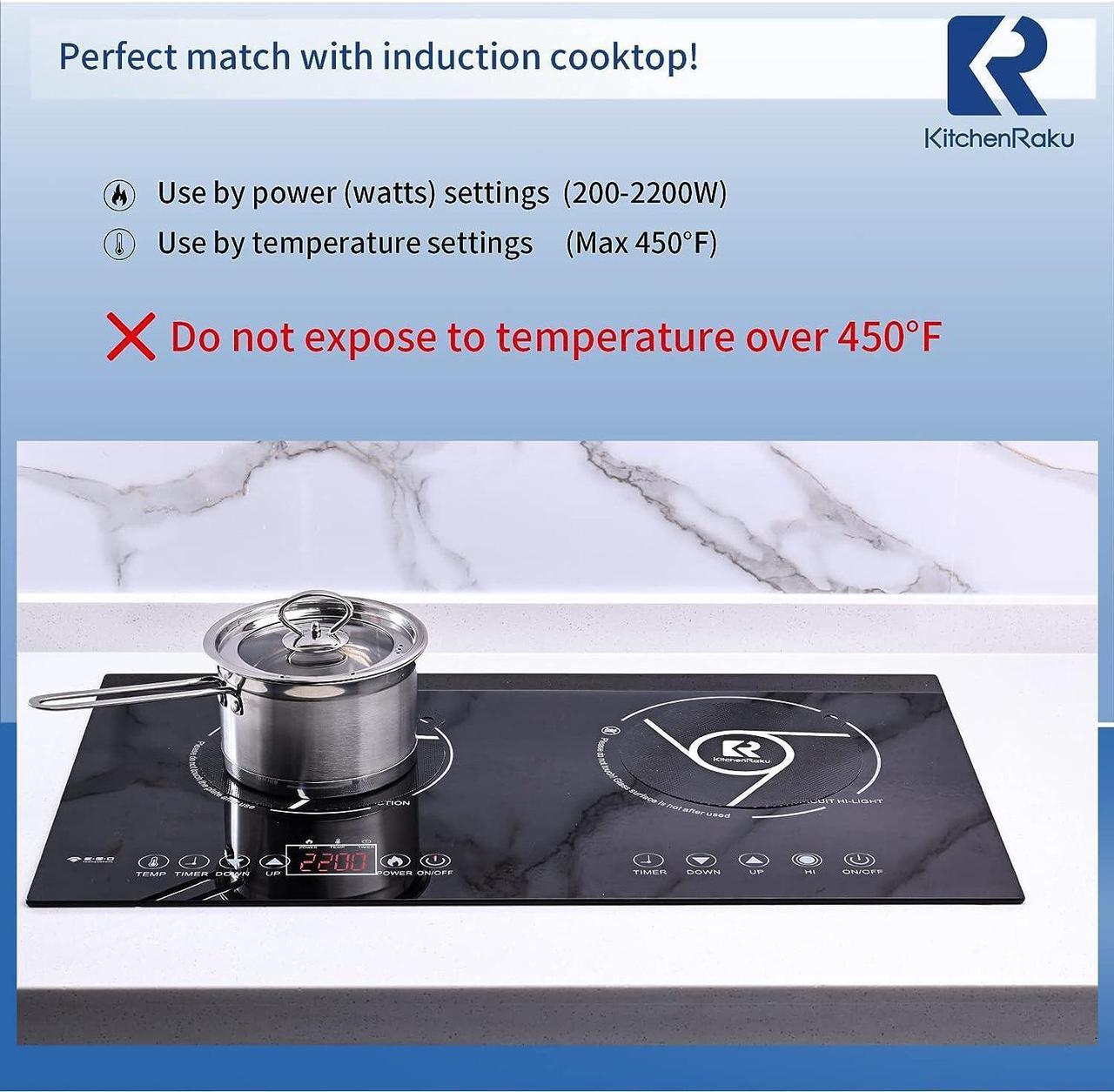 Alt view image 3 of 6 - Induction Cooktop Protector Mat, Silicone Induction Hob Cover Mat- (Magnetic) Cooktop Scratch Protector for Induction Stove by KitchenRaku (7.9", Black)