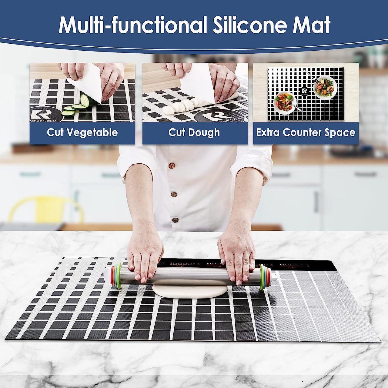 Alt view image 6 of 7 - KITCHENRAKU KR Large Induction Cooktop Protector Mat 20.4x30.7 Inch, Magnetic Electric Stove Covers Antistrike & Antiscratch Glass Top Cover, Silicone for StoveTop